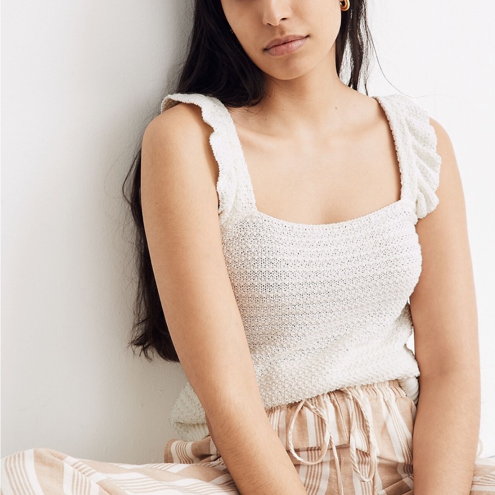Madewell crocheted ruffle strap sweater tank medium